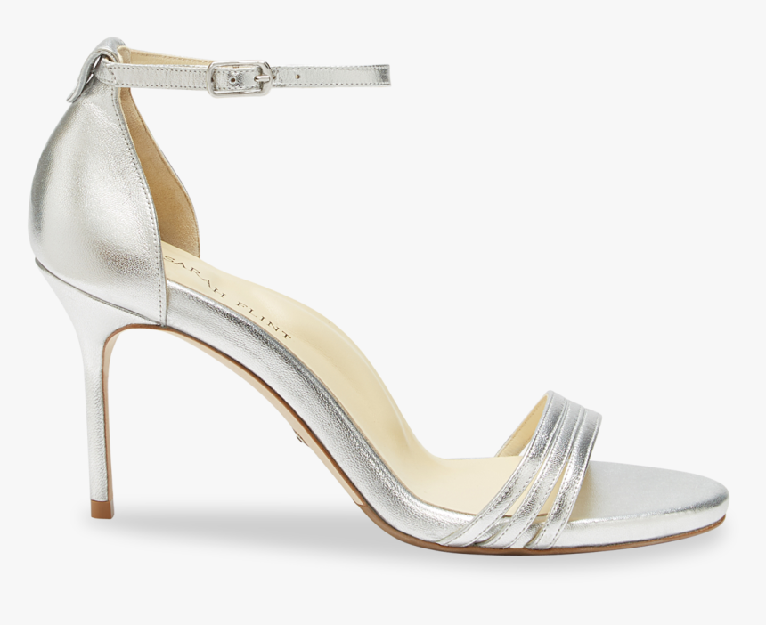 85mm Italian Made Round Toe Perfect Sandal In Silver - Stuart Weitzman Nearlynude Clear Heel, HD Png Download