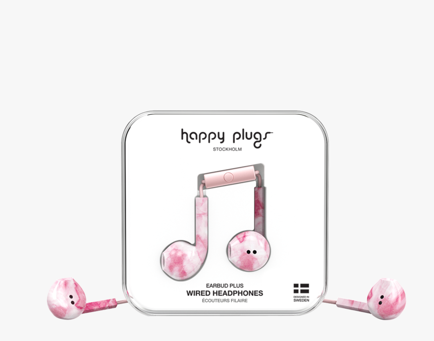 Earbud Plus Pink Marble - Happy Plugs, HD Png Download