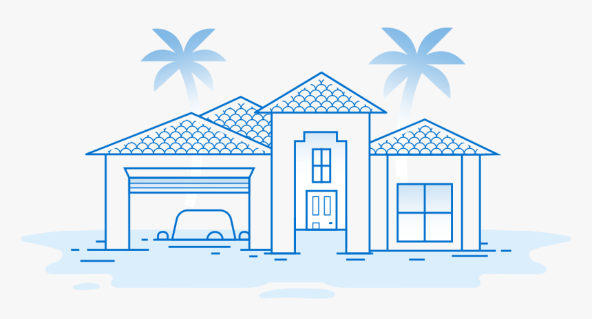 Flooding Illustration Showing Water Up To The Windows, HD Png Download