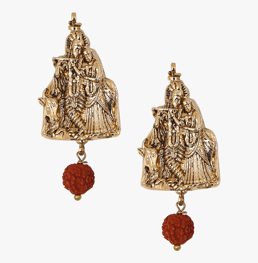 Radhe Krishna Rudraksh Gold Plated Necklace And Earrings - Earrings, HD Png Download
