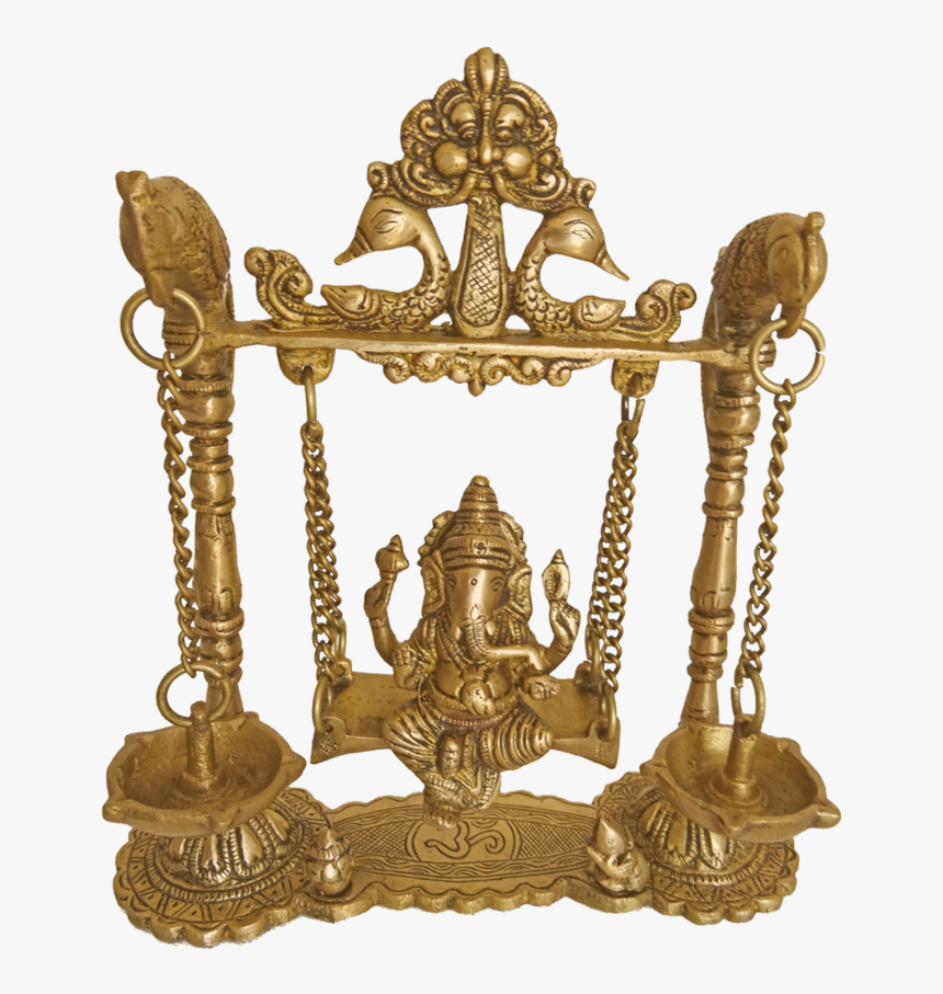 Brass Lord Ganesha Sitting In Peacock Julla With Diya, - Antique, HD Png Download