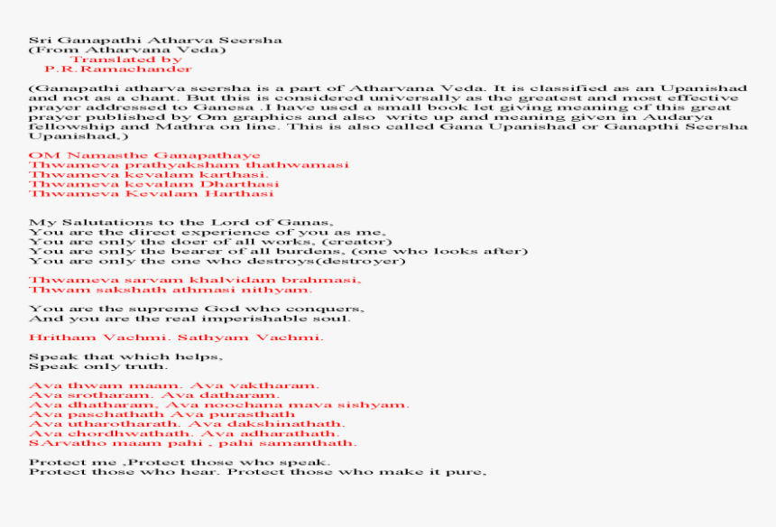 Sri Ganapathi Atharva Seersha Translated - Faire A Une Soirée Pyjama, HD Png Download