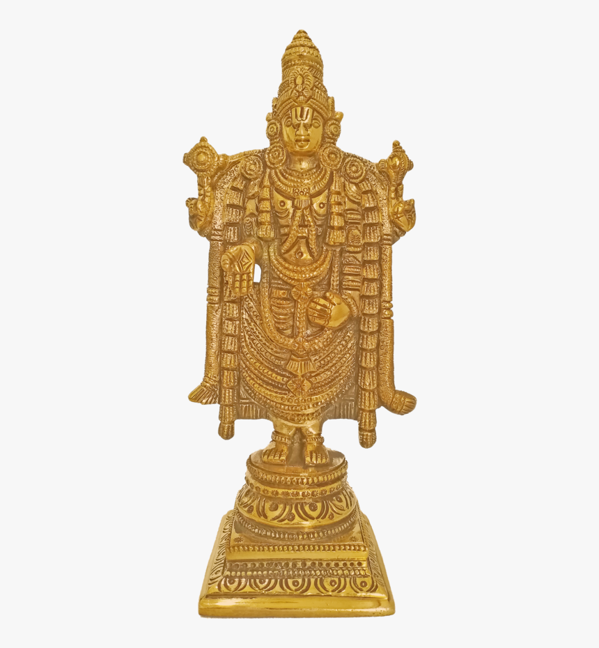 Beautiful Golden Lord Venkateswara Brass Statue With - Tirupati Balaji Brass Idol, HD Png Download