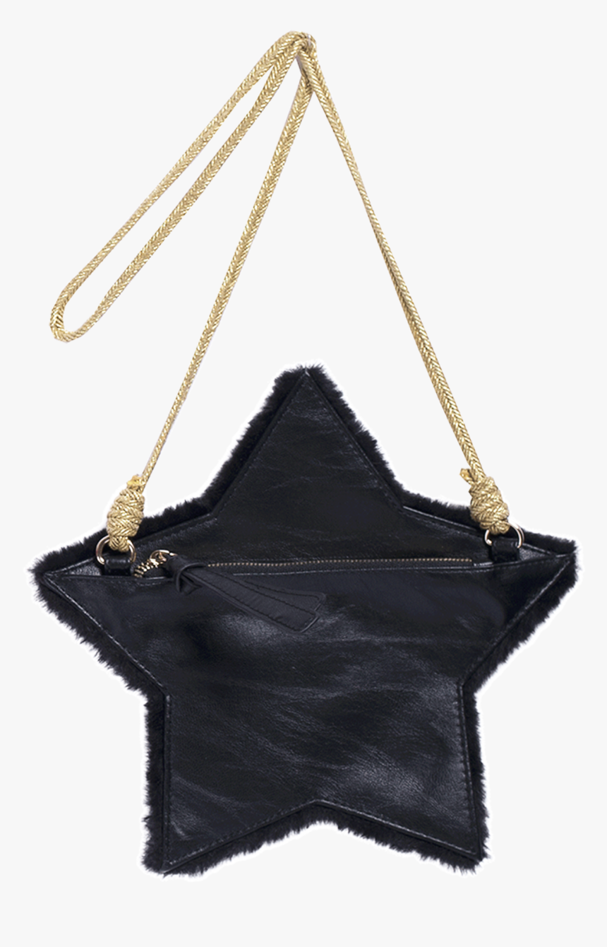 Black Faux Fur Girls Purse In The Shape Of A Star With - Shoulder Bag, HD Png Download