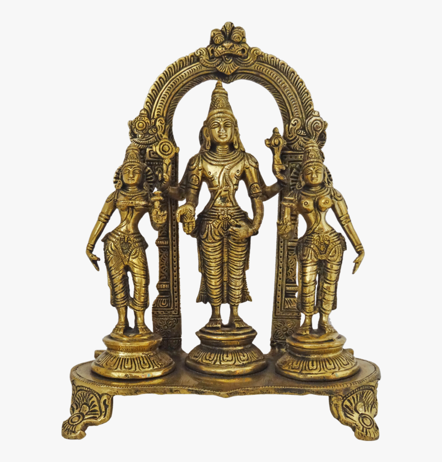 Divine Lord Venkateswara Sridevi Bhudevi Brass Statue, - Bronze, HD Png Download
