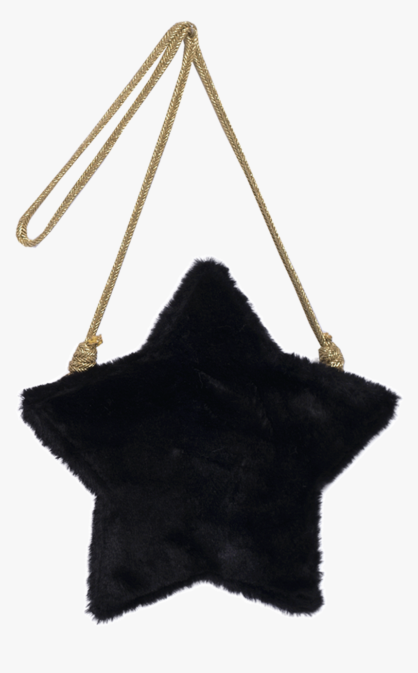 Black Faux Fur Girls Purse In The Shape Of A Star With - Shoulder Bag, HD Png Download