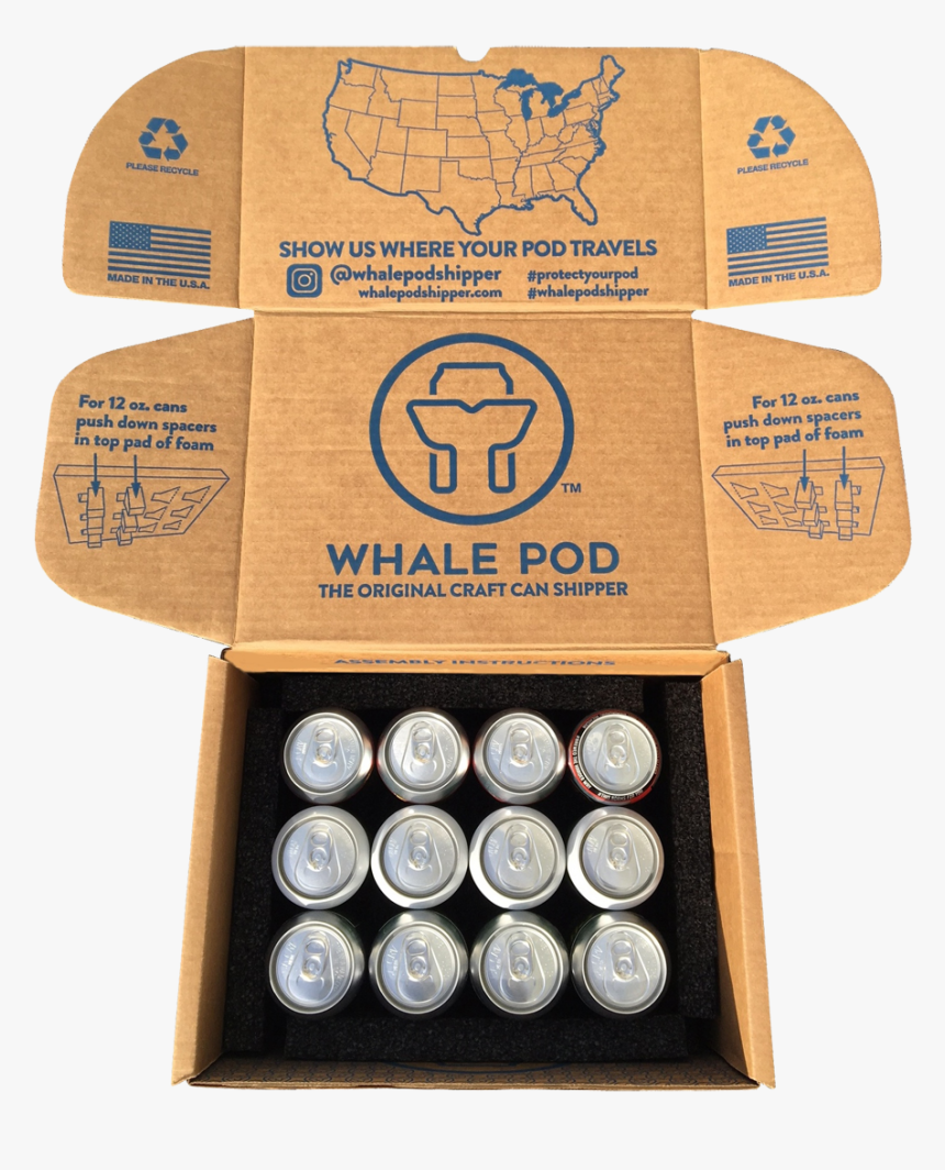 Craft Beer Shipping Box Pint Cans Whalepod Shipper, HD Png Download