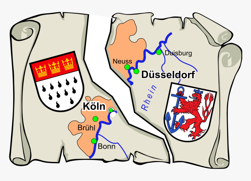 Köln Und Düsseldorf Broken Map - Scroll Clip Art, HD Png Download