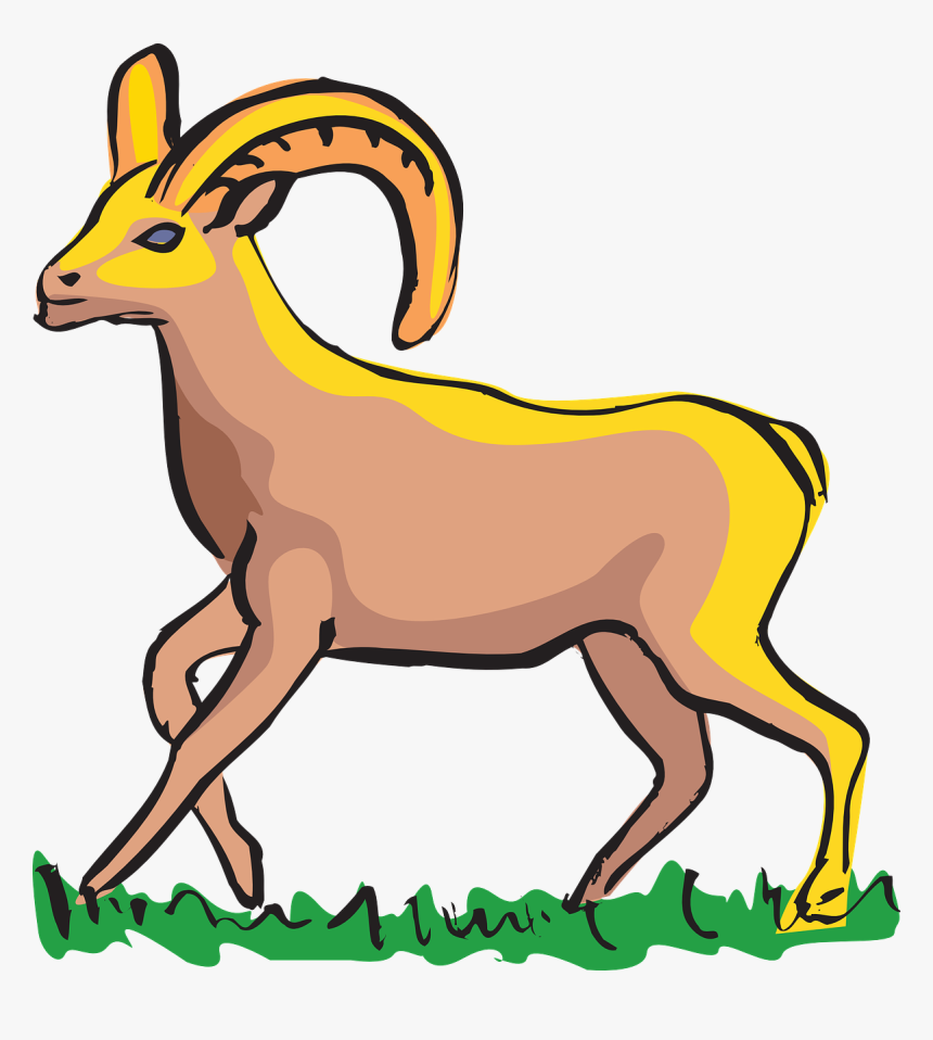Goats Cartoon With Big Horn, HD Png Download