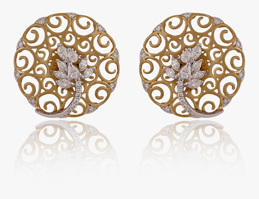 Trendy Floral Swirl Diamond Earring - Earrings, HD Png Download