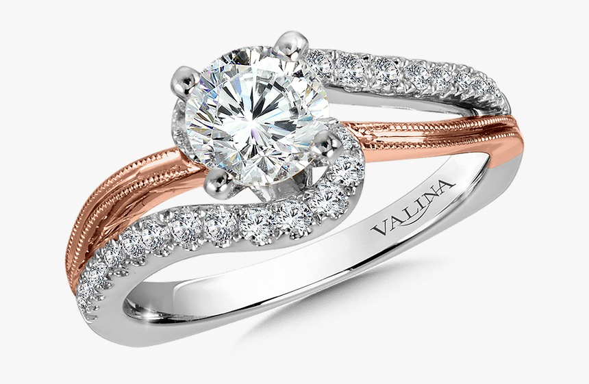 Valina Diamond Split Shank Engagement Ring Mounting - Pink Gold Engagement Rings, HD Png Download