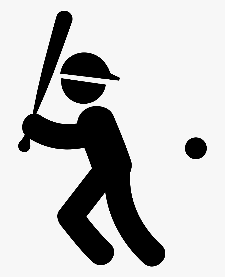 Baseball Player With Bat Ball And Cap - Playing Baseball Icon, HD Png Download