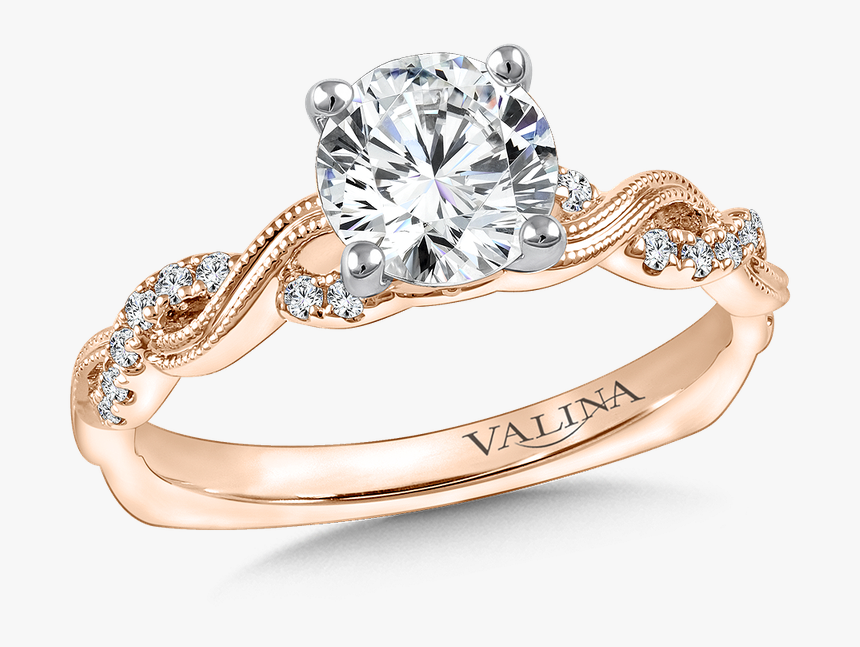 Valina Diamond Engagement Ring Mounting In 14k Rose - Engagement Rings W Sapphires, HD Png Download