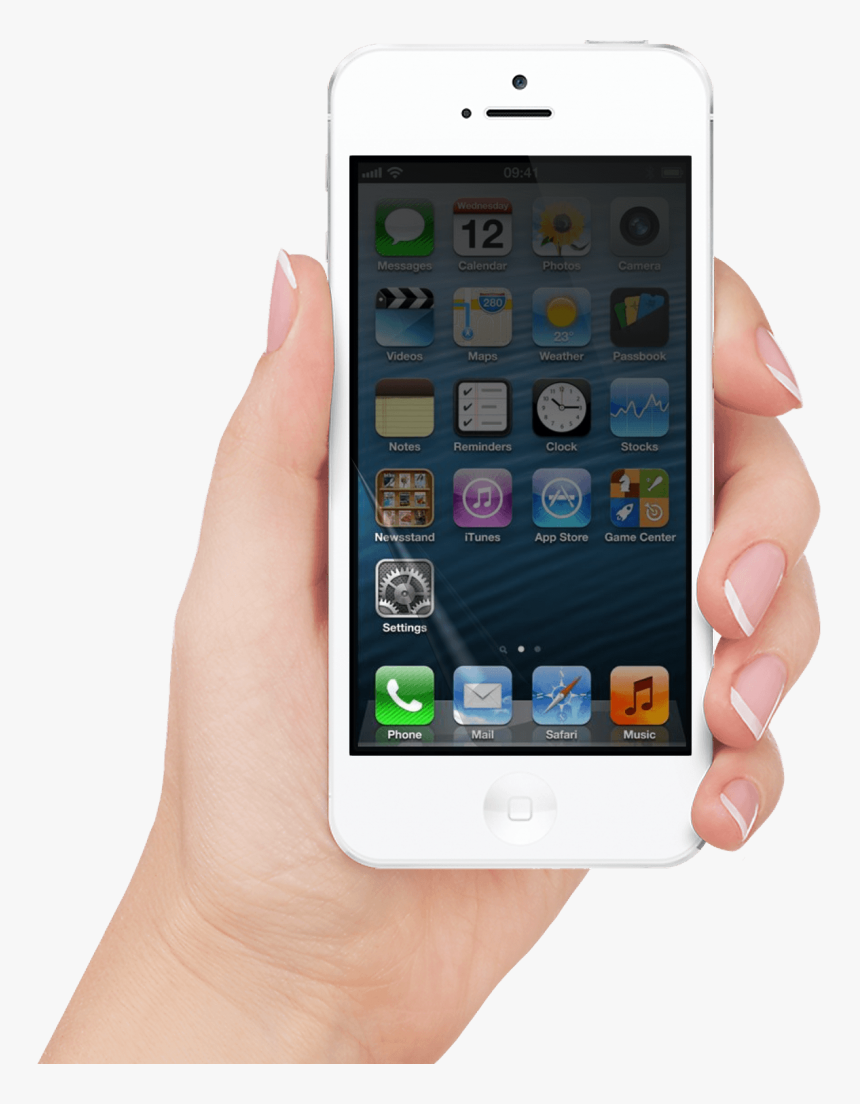 White Iphone Hand Png, Transparent Png