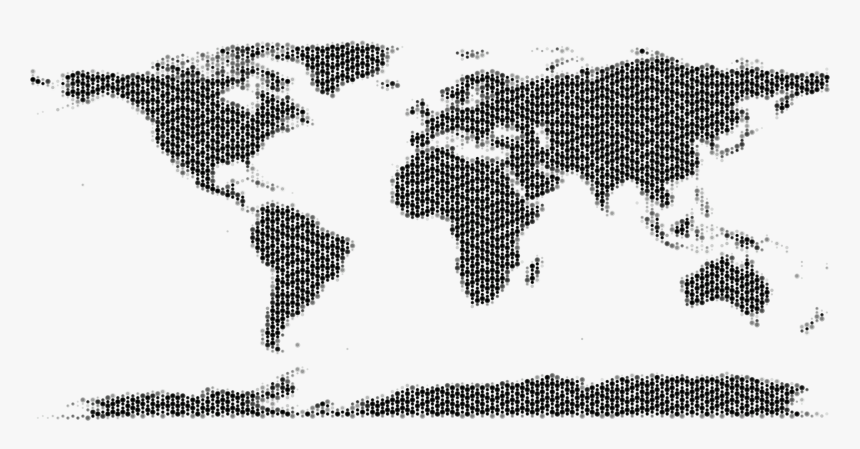 World Map Bubbles Clip Arts - Globe Map Black White, HD Png Download