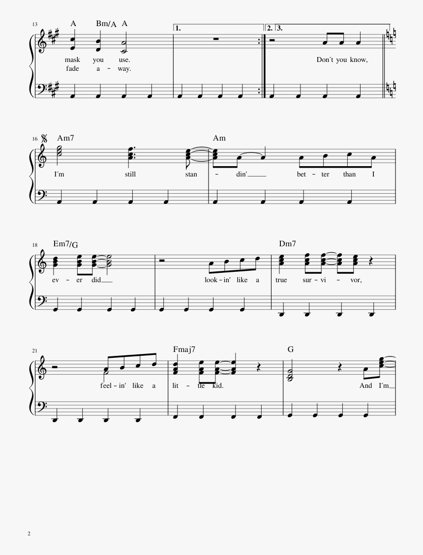 Im Still Standing Piano Sheet Music, HD Png Download