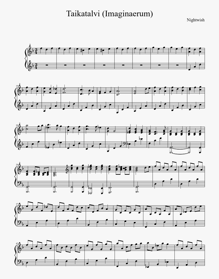 Nightwish Taikatalvi Guitar Sheet, HD Png Download