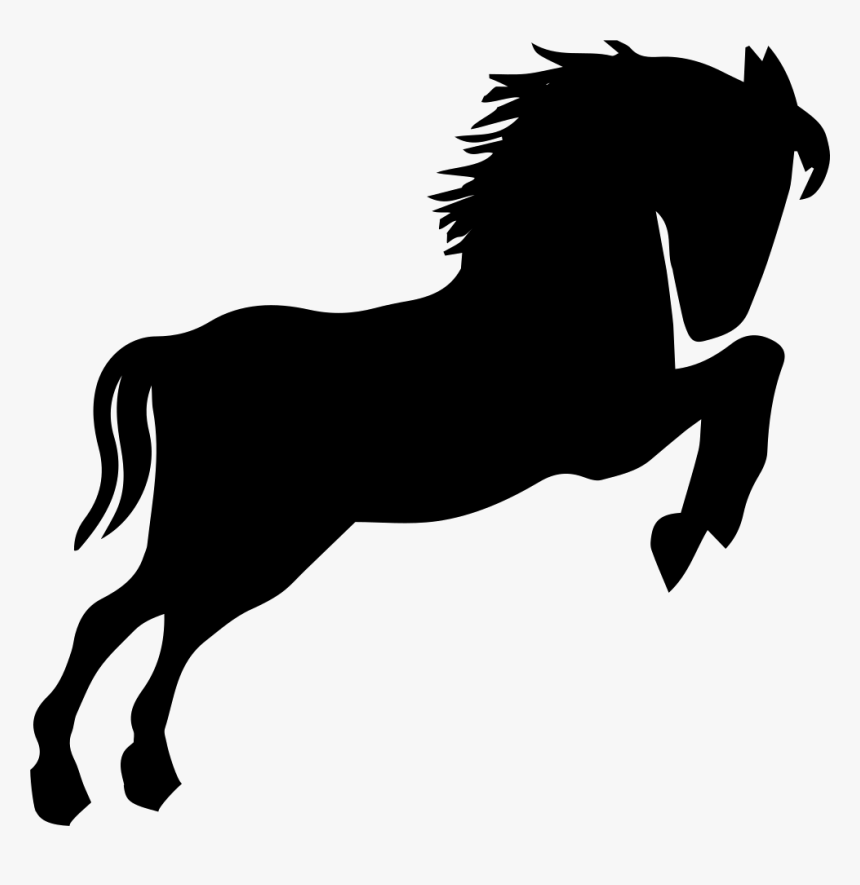 Wild Horse Black Silhouette Looking To Right Standing - Siluetas De Animales Salvajes, HD Png Download