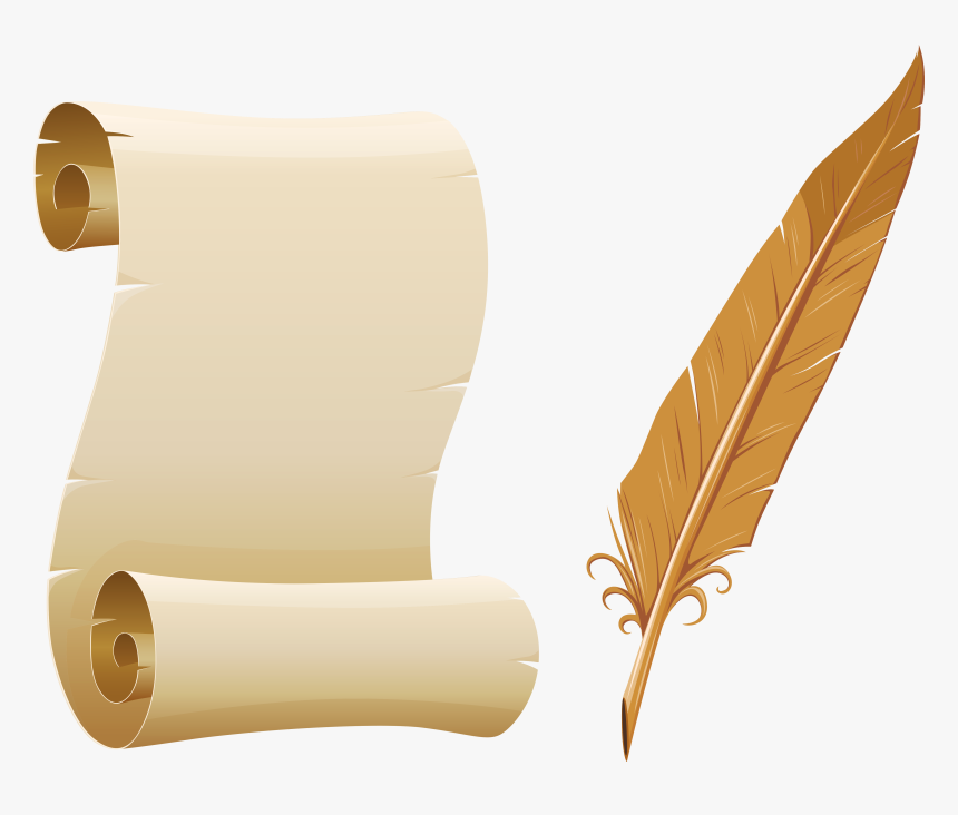 Scrolled Paper And Quill - Old Paper, HD Png Download