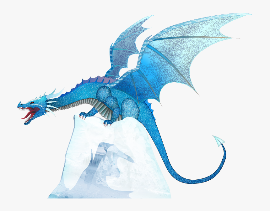 Cryodragon Ice Dragon On Iceberg - Ice Dragon Fire Clipart, HD Png Download