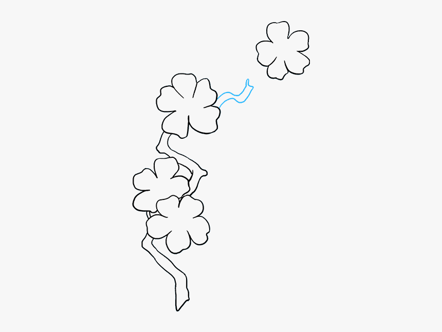 How To Draw Cherry Blossoms - Line Art, HD Png Download