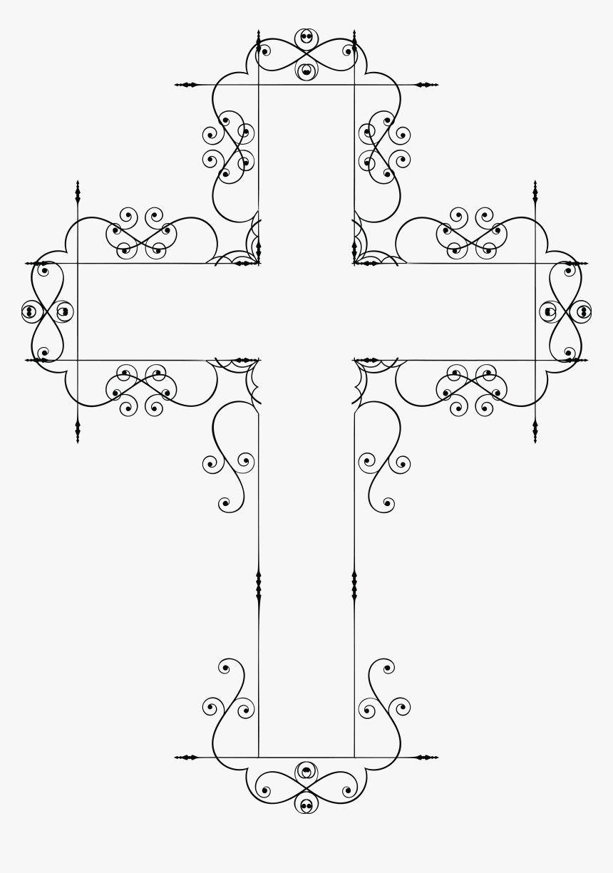 Free Clipart Of A Cross Swirl Design - Pretty White Cross Png, Transparent Png