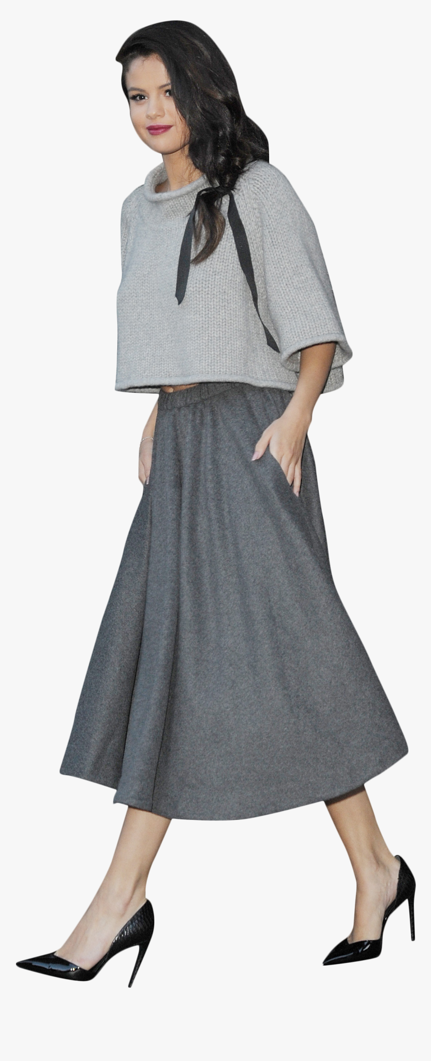 Selena Gomez Grey Dress, HD Png Download