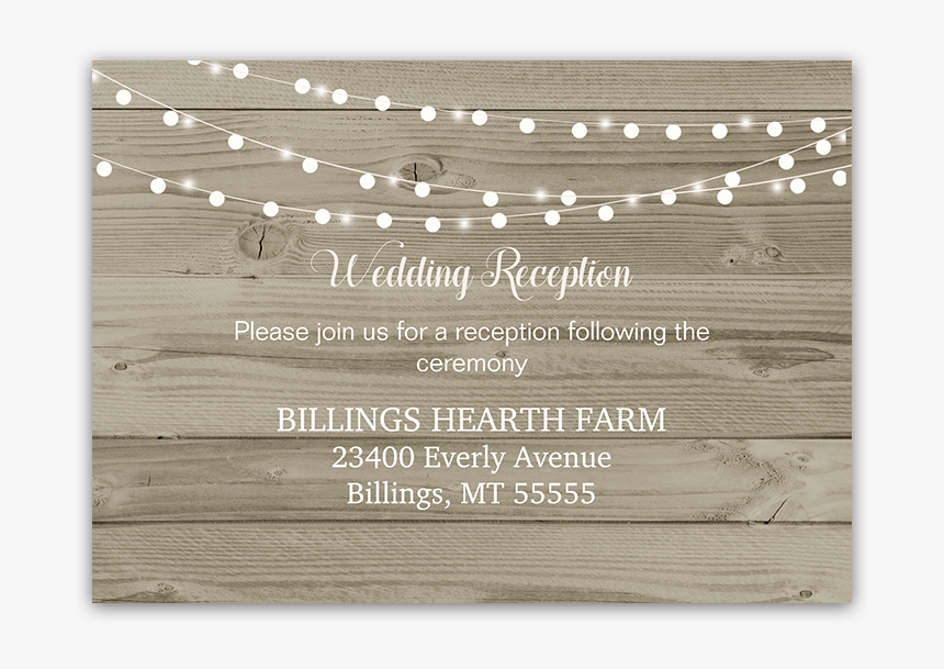 Rustic Wood String Lights Wedding Reception Card, HD Png Download