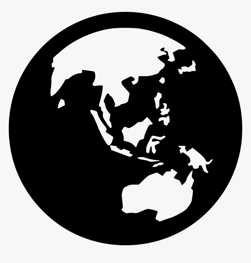 Black And White Globe Asia, HD Png Download