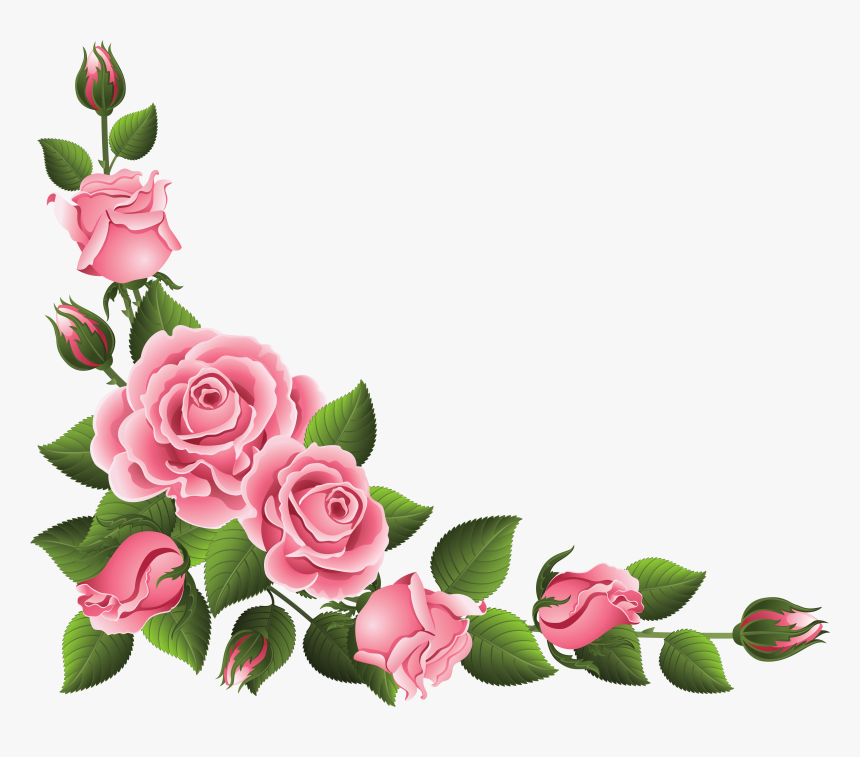 Rose Cliparts Transparent Decorative - Pink Rose Border Png, Png Download