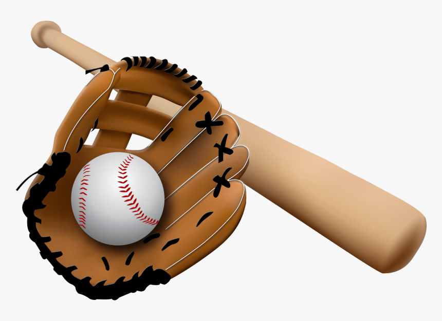 Baseball Glove And Bat - Baseball Ball And Bat, HD Png Download