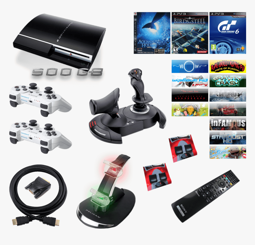 500gb Playstation 3 & Aquanauts Holiday & Birds Of - Ps3 Birds Of Steel Joystick, HD Png Download
