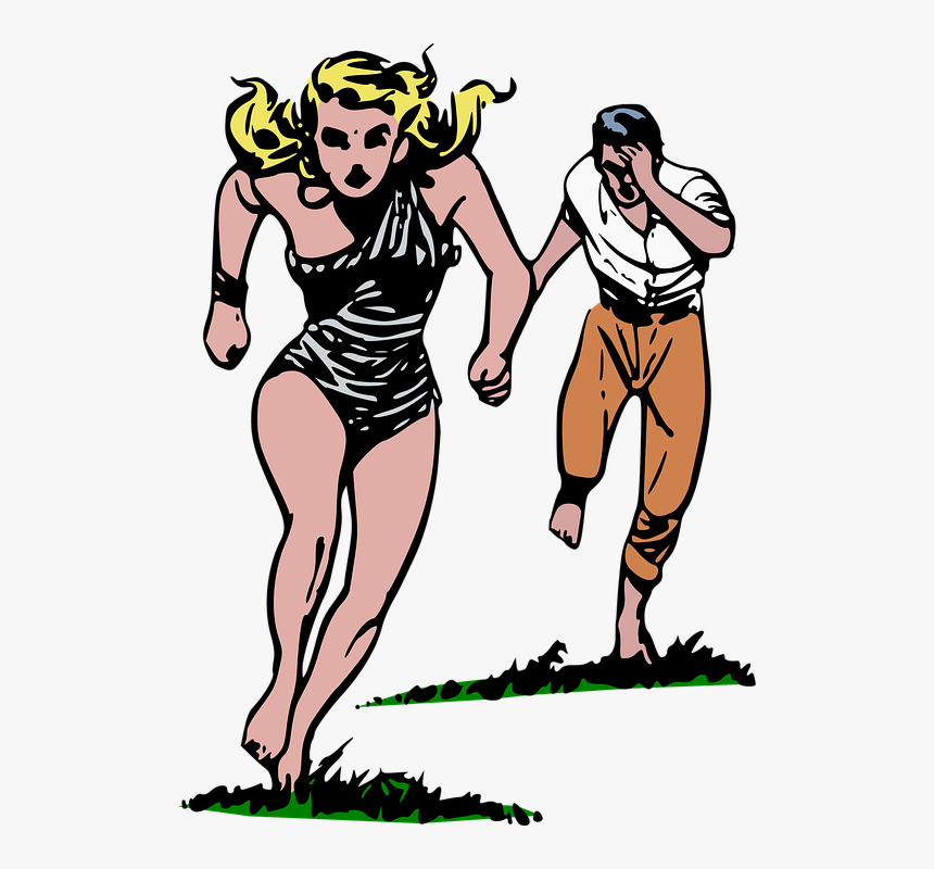 Guy Chasing Girl Cartoon, HD Png Download