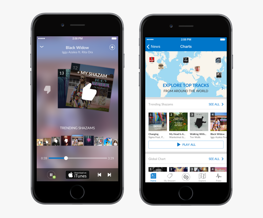 Shazam Mobile Update Adds In-app Music Player, Deeper - Mobile Phone, HD Png Download
