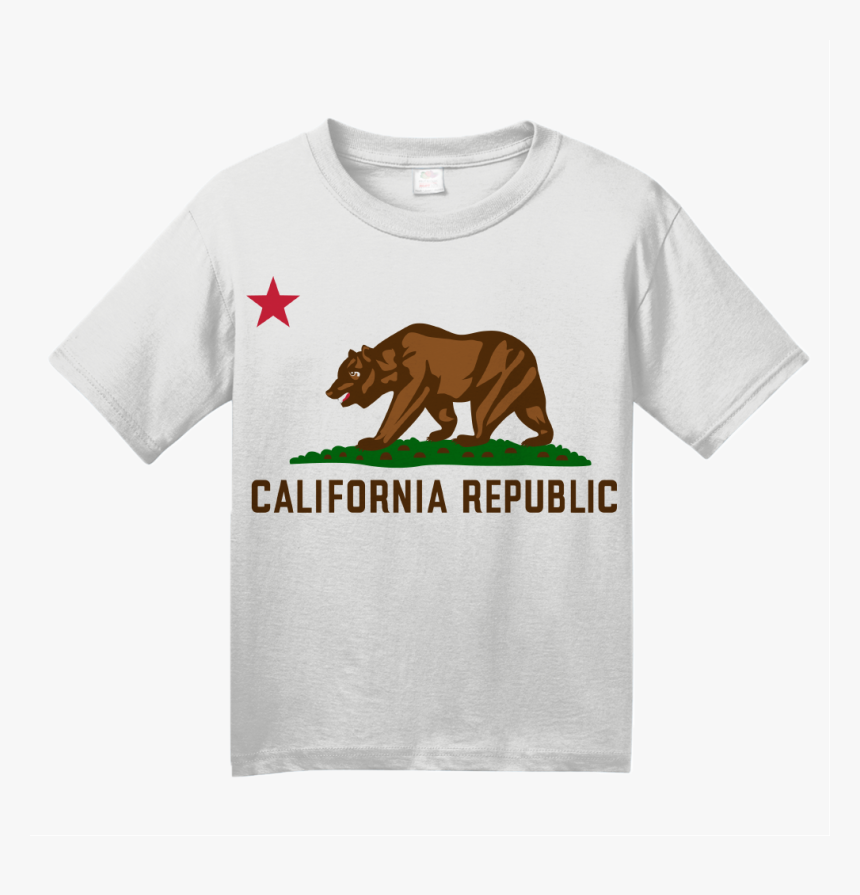 Youth White California State Flag - Grizzly Bear In California, HD Png Download
