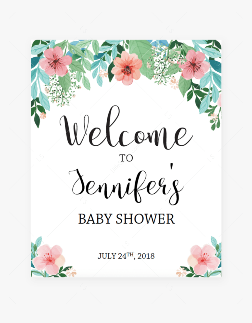 Floral Shower Welcome Sign Printable By Littlesizzle - Printable Baby Shower Predictions, HD Png Download