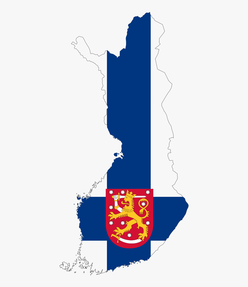 Finland Map Flag With Stroke And Coat Of Arms - Map Of Finland Png, Transparent Png
