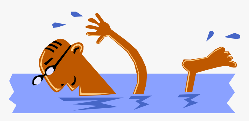 Vector Illustration Of Man Swimming, Or At Least Trying, HD Png Download