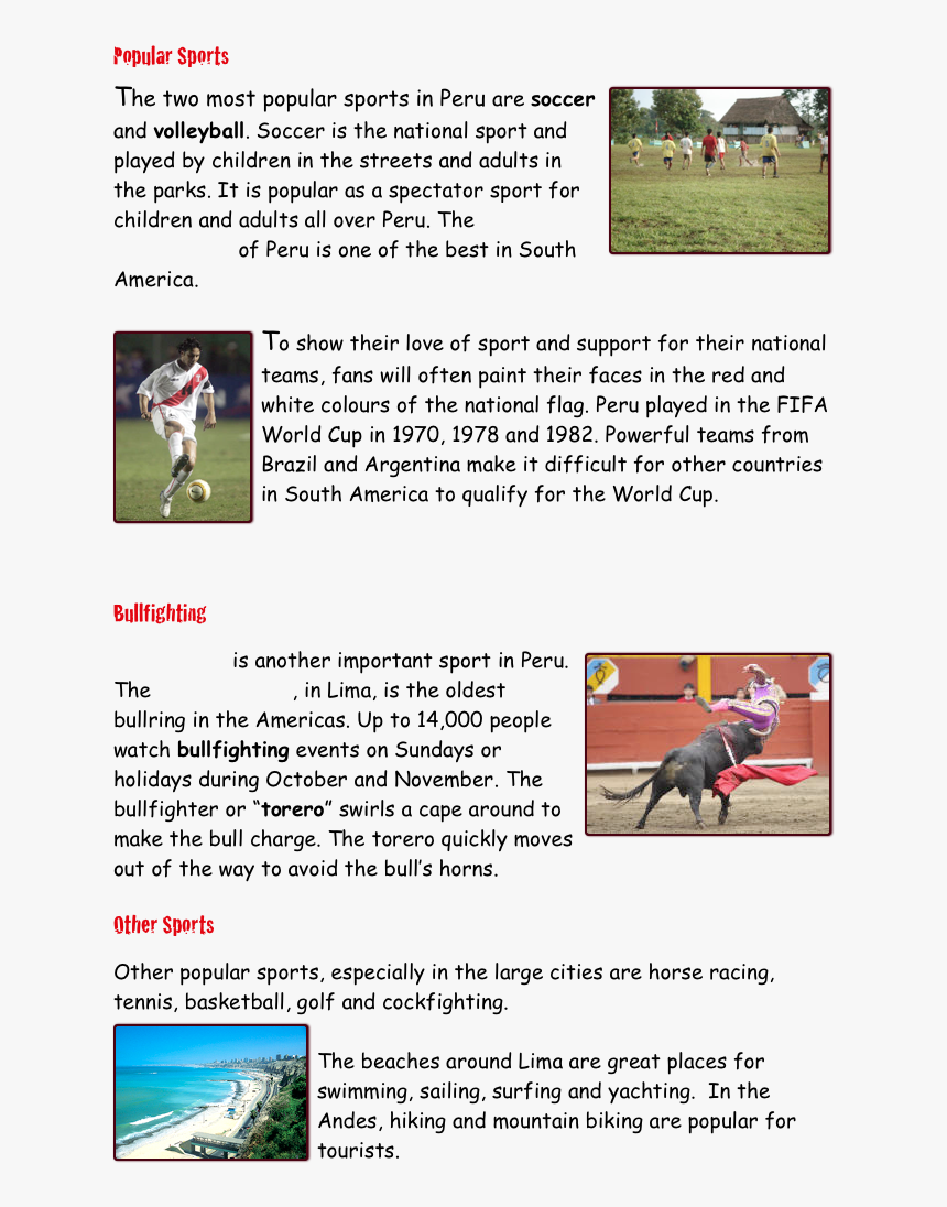 Popular Sports
￼the Two Most Popular Sports In Peru - Popular Peru Sports, HD Png Download