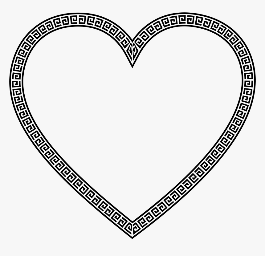 Greek Border Png - Art Deco Heart Clipart, Transparent Png