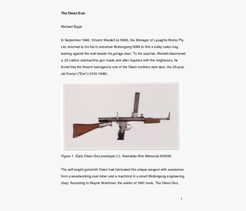 Owen Machine Gun, HD Png Download