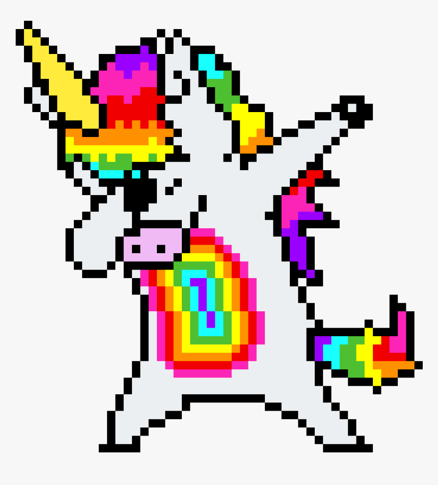 Dabbing Unicorn By Kawaii-goth8104 - Dabbing Unicorn Pixel Art Grid, HD Png Download