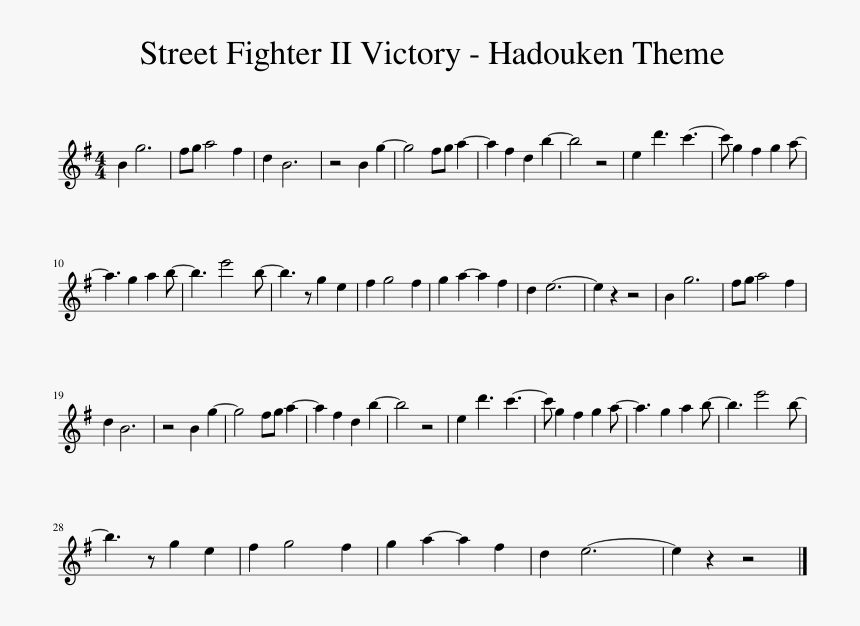 Street Fighter Ii Victory Hadouken Theme - Spongebob Tomfoolery Flute Sheet Music, HD Png Download