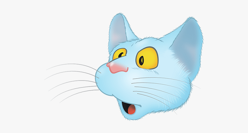 Blue Cat Emoji Messages Sticker-3 - Cat Yawns, HD Png Download