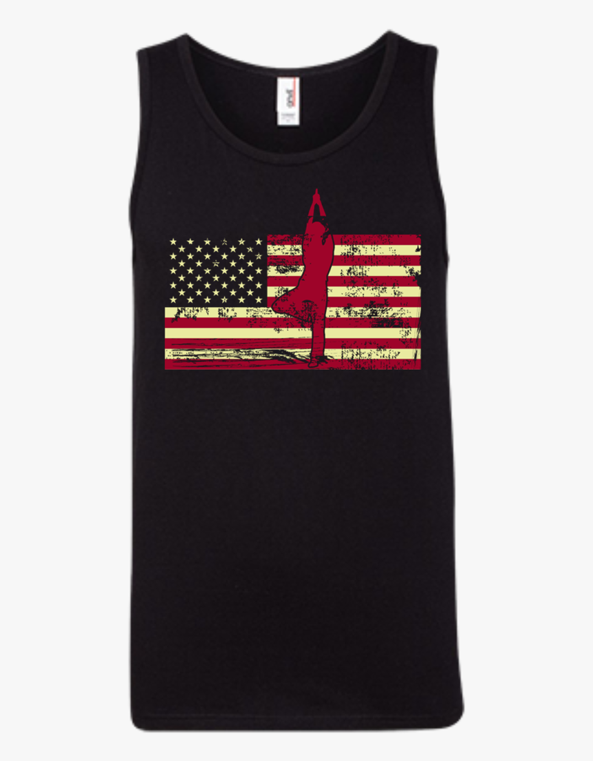 Male Yoga Pose On The American Flag 100% Ringspun Cotton - American Flag, HD Png Download