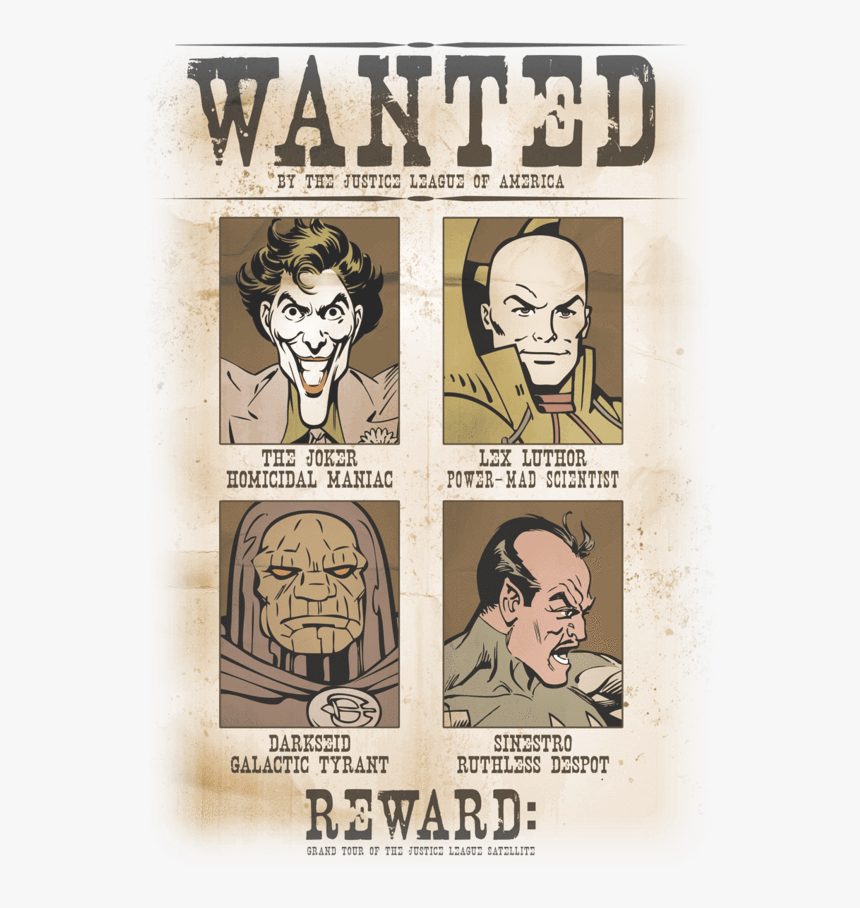 Dc Comics Wanted Poster Men S Regular Fit T-shirt 
 - Wanted Poster For Two, HD Png Download