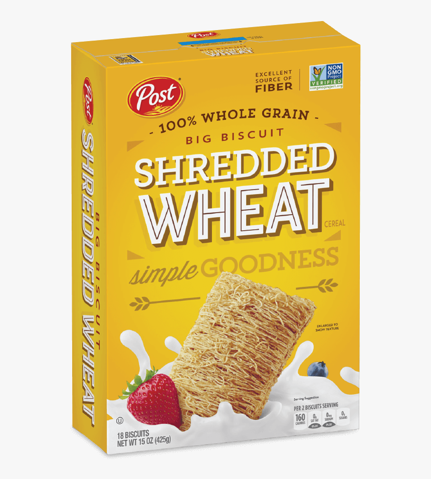 Post Shredded Wheat Whole Grain Box - Shredded Wheat, HD Png Download