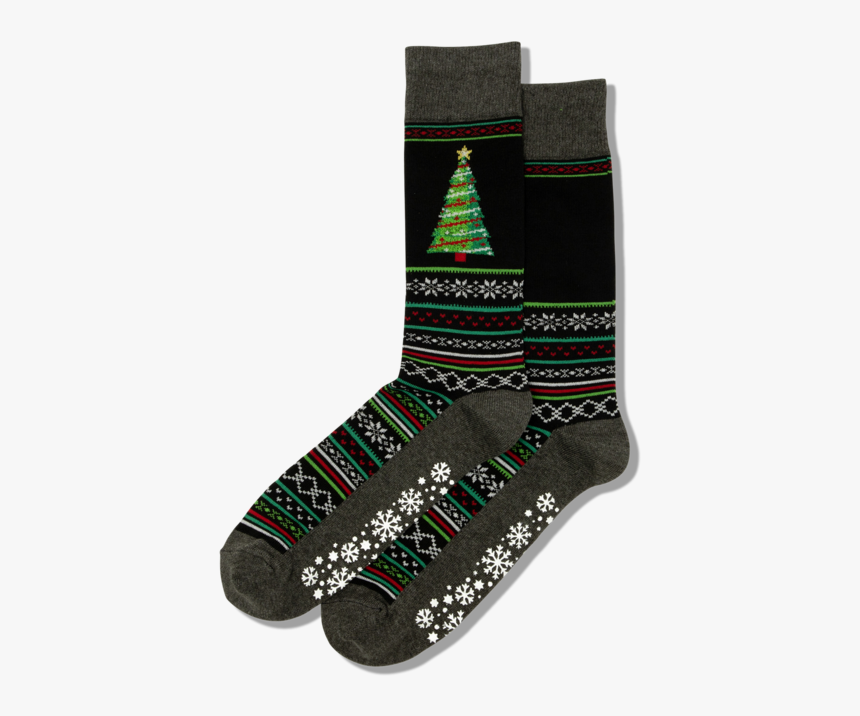 Men S Christmas Tree Crew Socks 
 Class Slick Lazy - Hotsox, HD Png Download