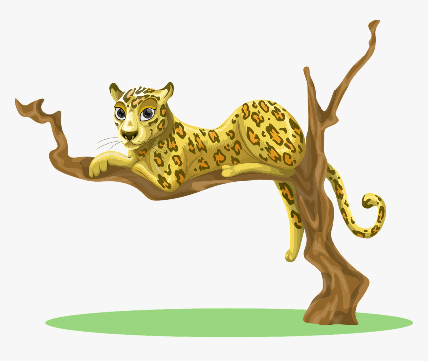 Cheetah In Tree Cartoon, HD Png Download
