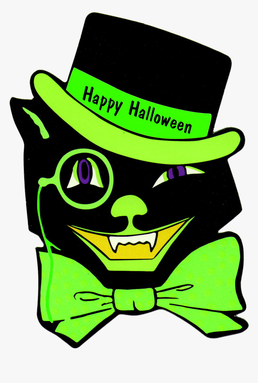 Vintage Halloween Cat Clip Art, HD Png Download , Transparent Png Image
